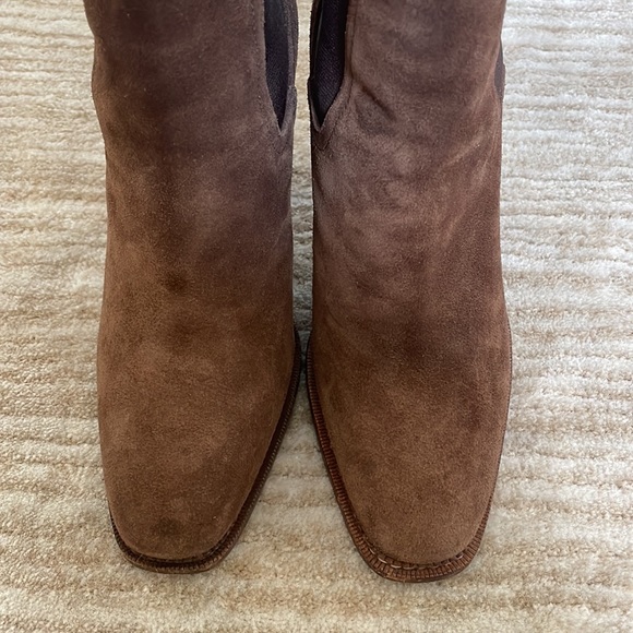 Ralph Lauren Purple Label Brown Suede Ankle Boots with Heel Size 35.5 - Picture 5 of 10